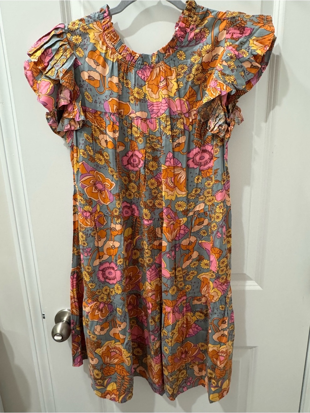 JODIFL Pink & Orange Floral Midi Dress